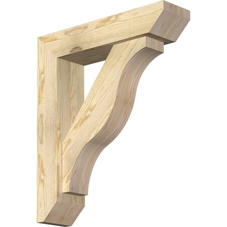 Ekena Millwork Funston Slat Rough Sawn Bracket w/ Offset Brace, Douglas Fir, 6"W x 24"D x 28"H BKT0604X24X28FST06RDF